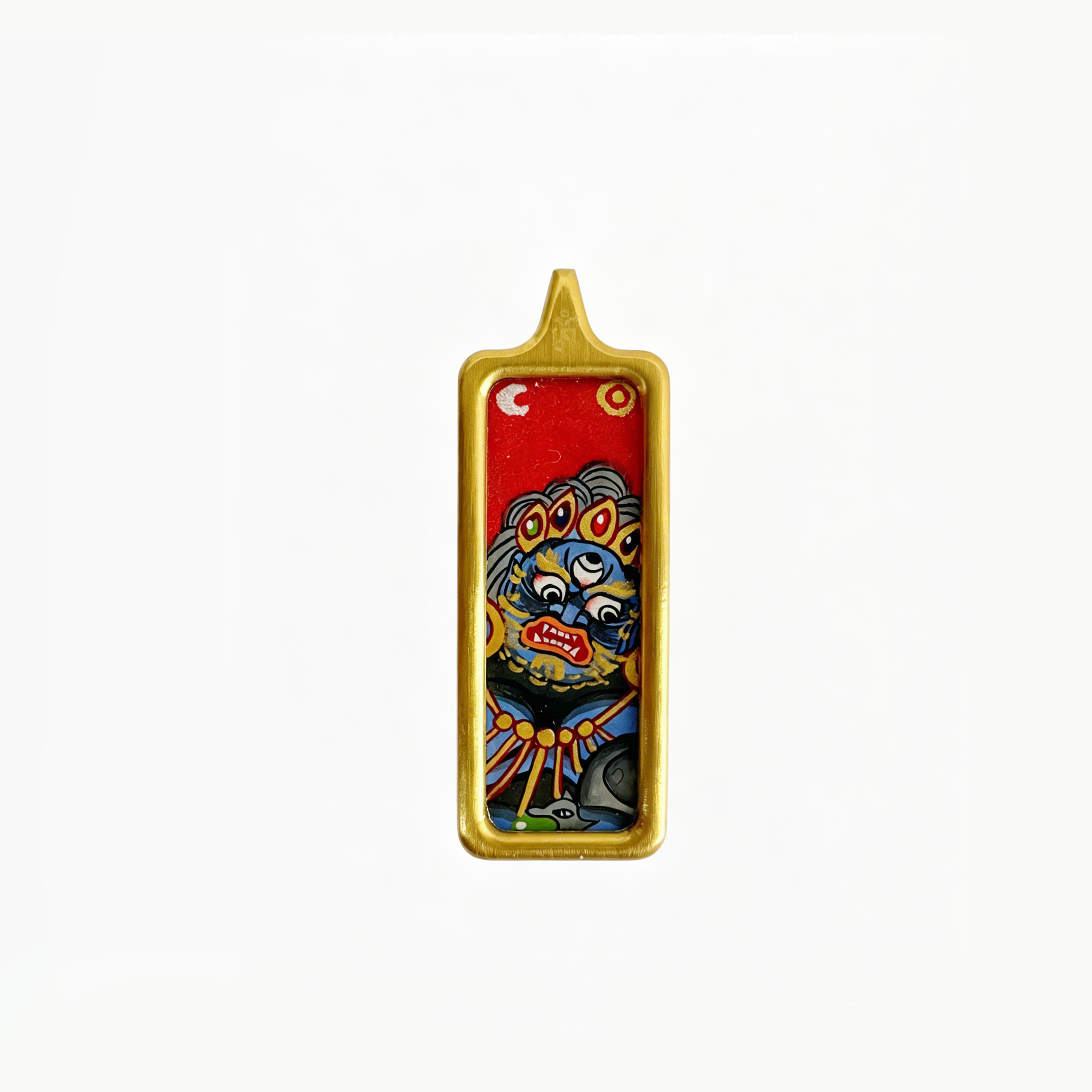 Hand-painted Portable Black Jambhala Mini Thangka Pendant