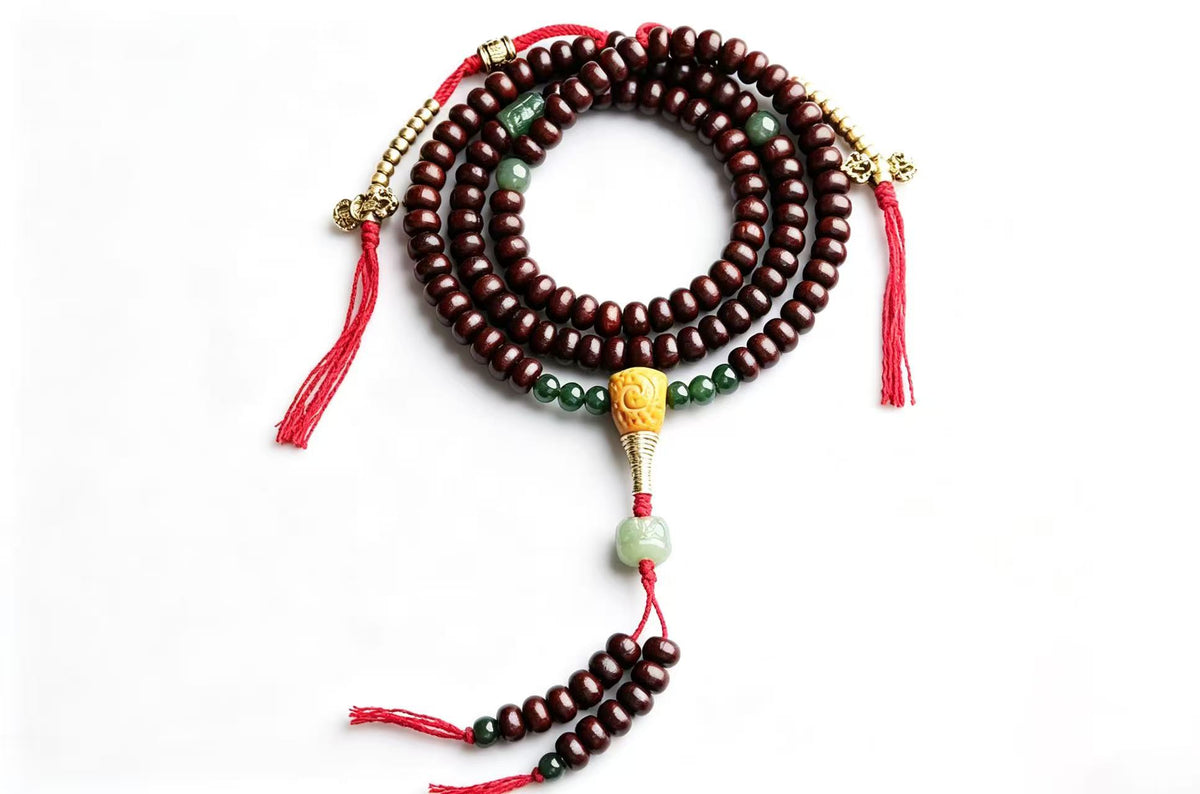 Alms-Bowl Bodhi & Hetian Jasper Mala 108 Beads