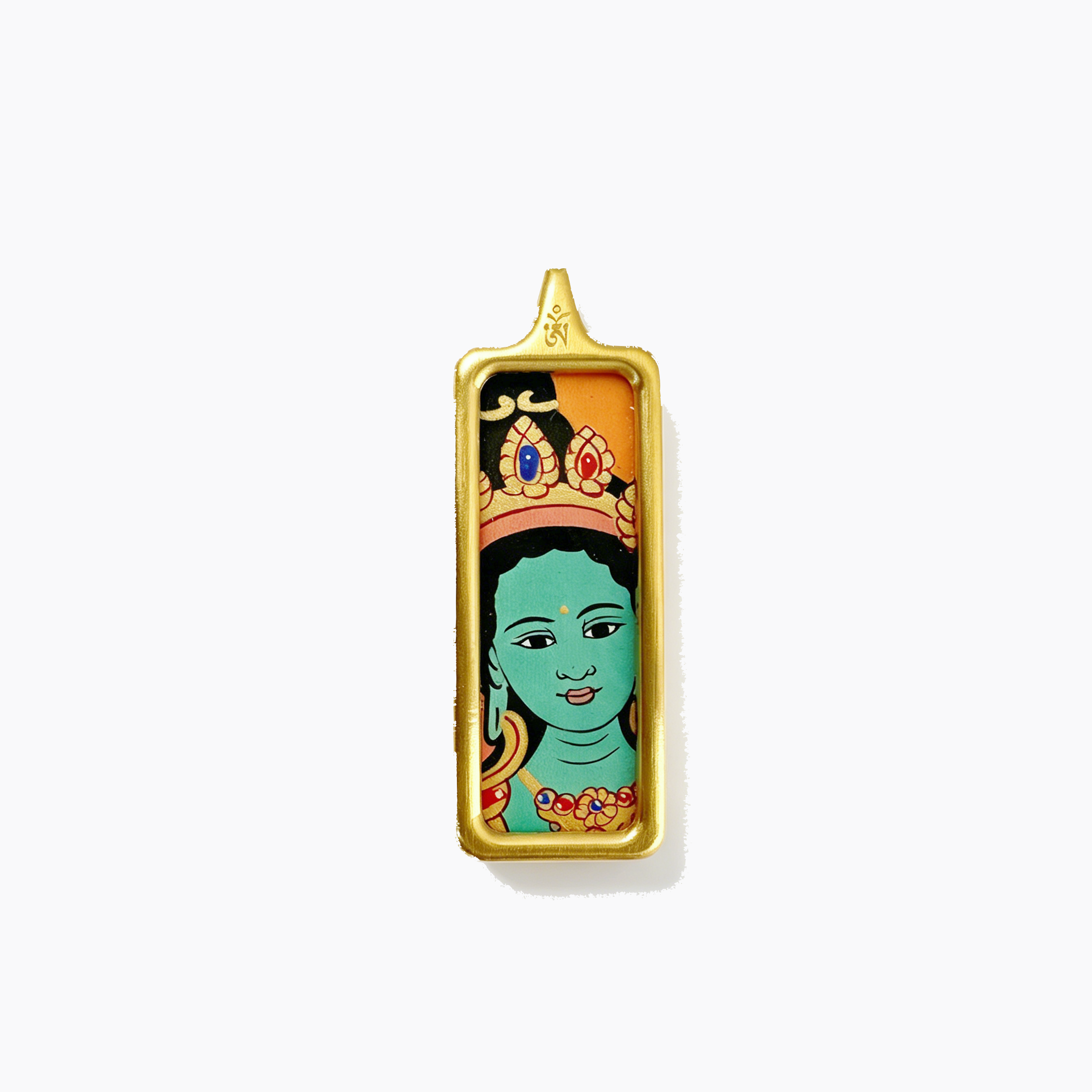 Hand-painted Portable Green Tara Mini Thangka Pendant