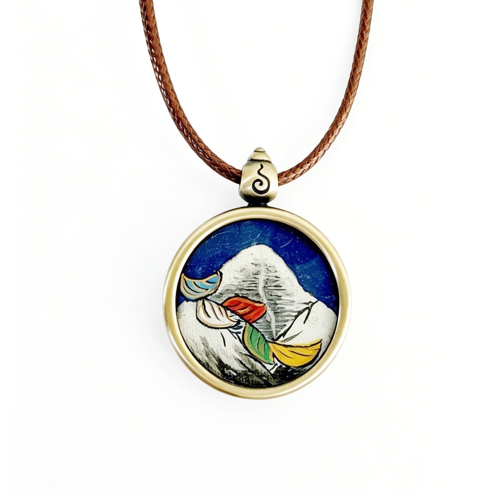 Hand-painted Mount Kailash Mini Thangka Pendant