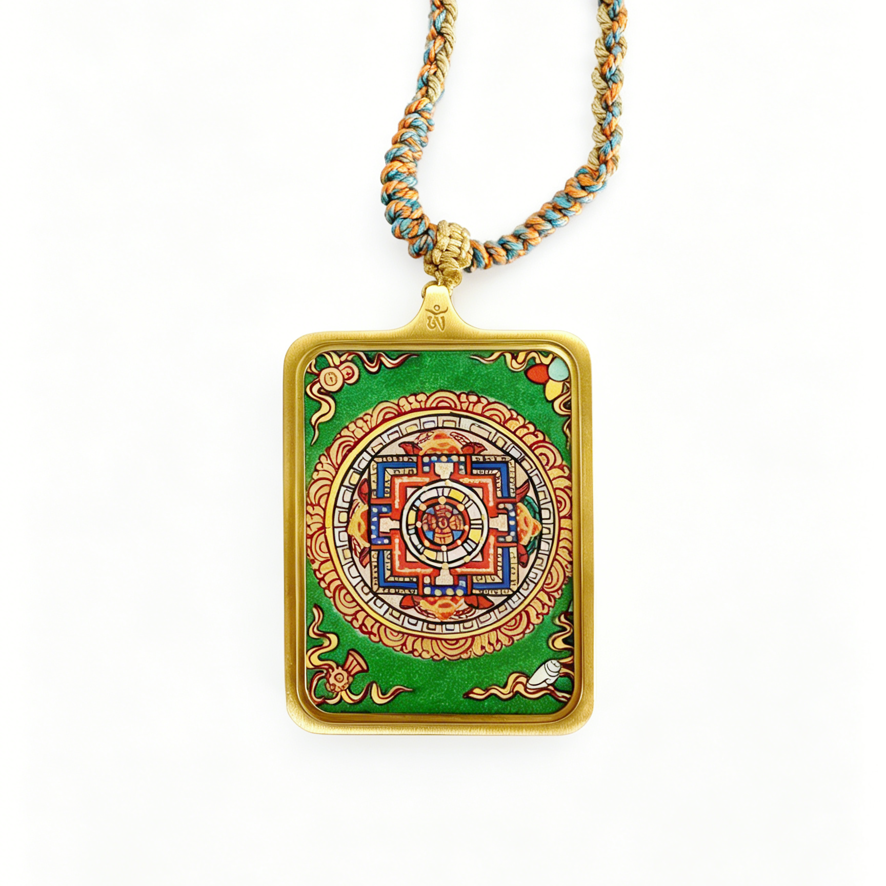 Handmade Thick Cinnabar Mandala Thangka (Green)