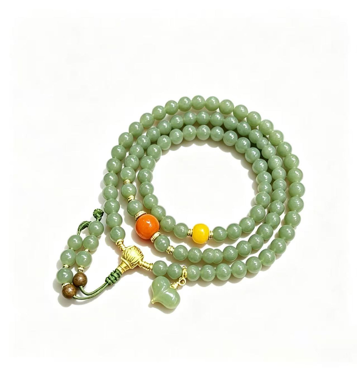 Qingshui Nephrite Jade Mala 108 Beads