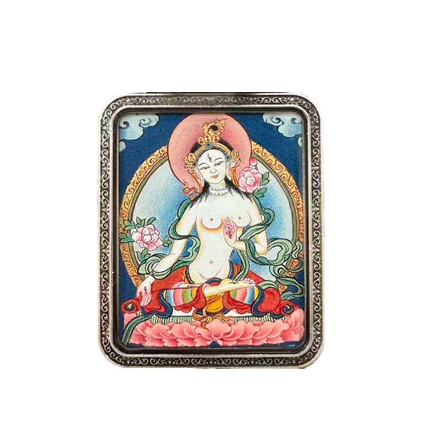 White Tara · Mini Thangka Pendant