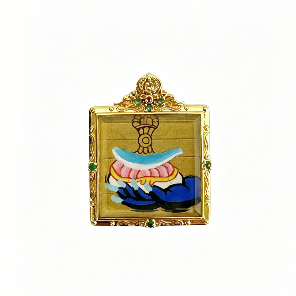Hand-painted Double-sided Mahakala Mini Thangka Pendant