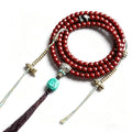 Cinnabar-Treated Bodhi & Dzi Mala 108 Beads