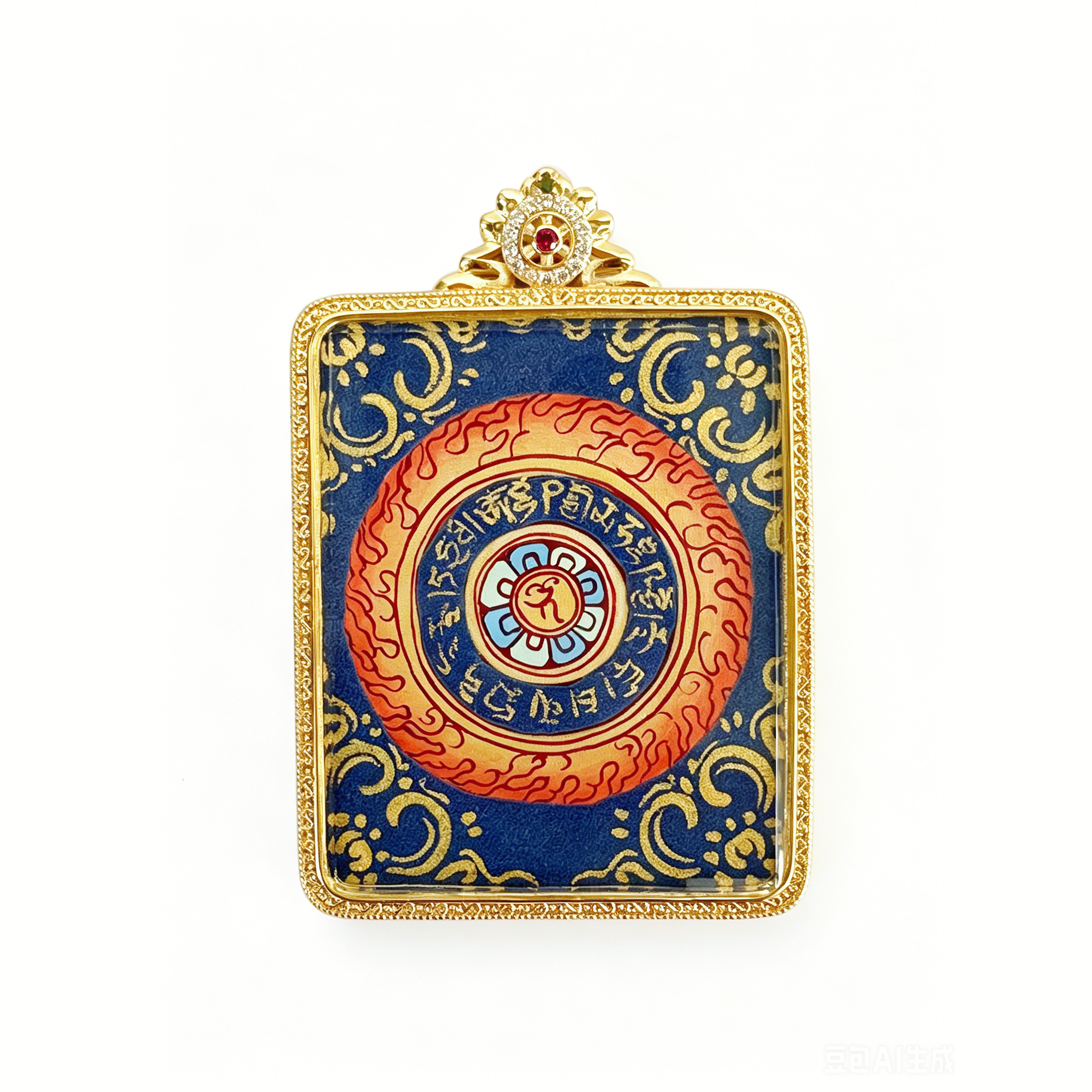 Hand-painted Double-sided Full Body Zhaxi Lhamo Mini Thangka Pendant