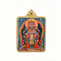 Hand-painted Double-sided Full Body Zhaxi Lhamo Mini Thangka Pendant