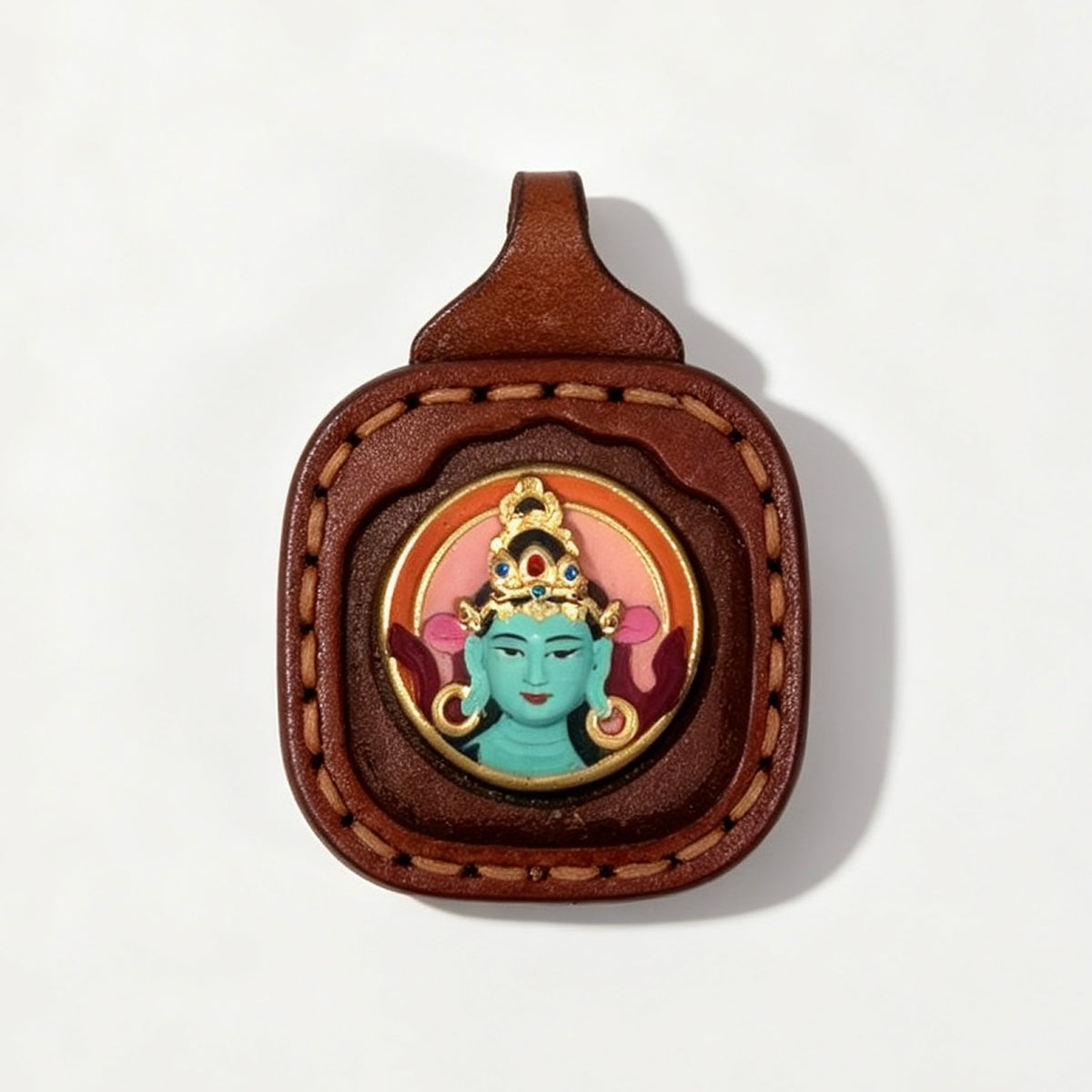 Hand-painted Cowhide Tsakli of Green Tara